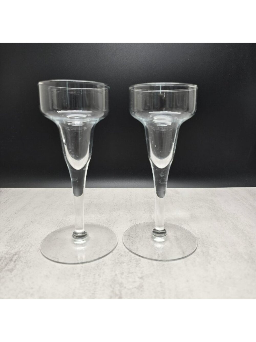 Vintage Princess House Candlestick Holders Clear Trumpet Shape Set of 2 VL5183
